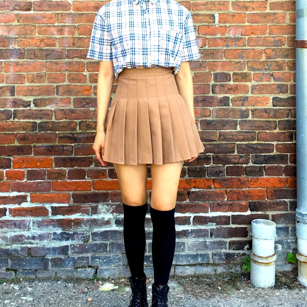 Kokopie Size Jr Med Soft Grunge Brown Pleated Mini Skirt Built in Safety Shorts